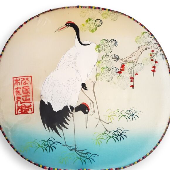 Antique Chinese Hand Fan - Cranes & Pine, Qianlong Mark (Possible Qing Dynasty) - Picture 3 of 12